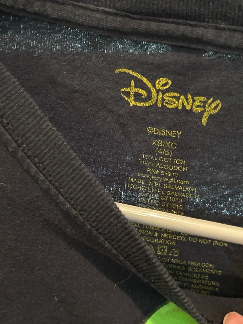 Disney Black Short Sleeve Tee with Green and Blue Mickey Graphic